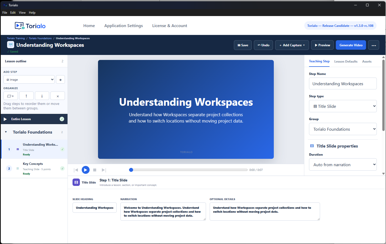 Torialo lesson editor